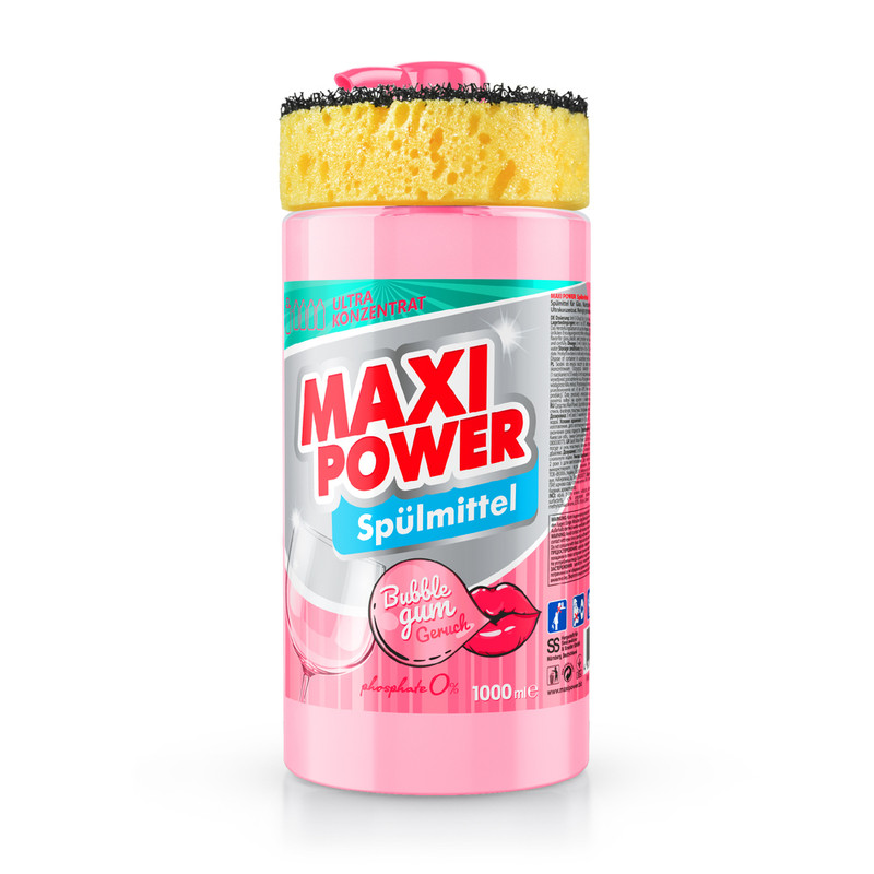 Засіб для ручного миття посуду MAXI POWER Bubble Gum 1л
